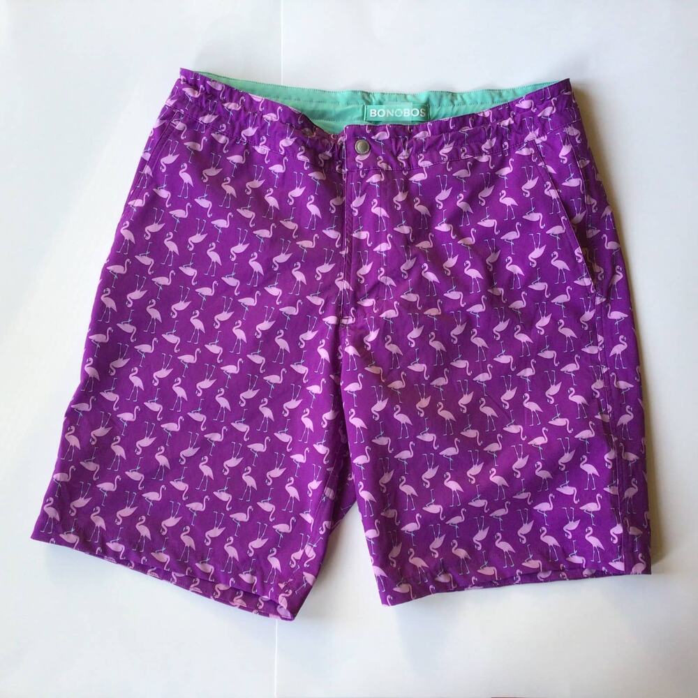 Bonobos Men's Flamingo Print Swim Trunks Sz 30